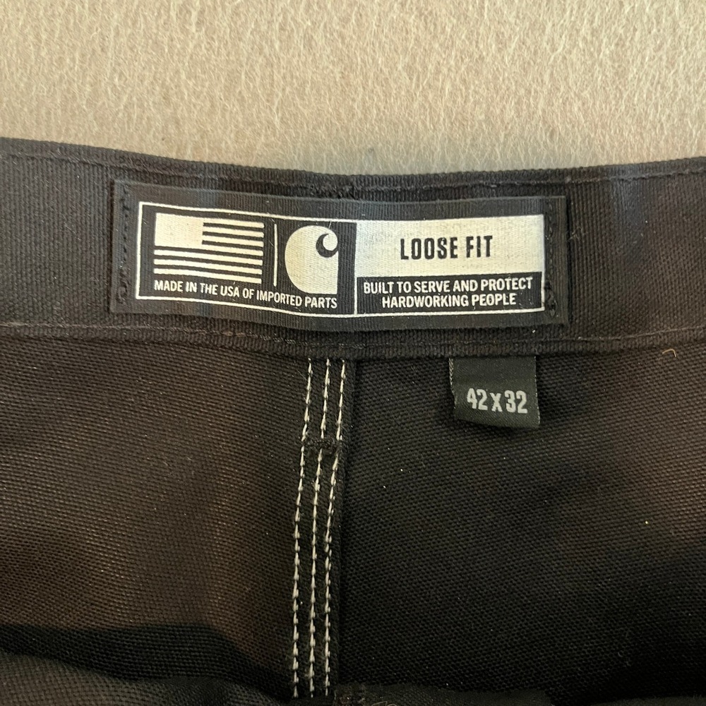 Carhartt B01 BLK Loose Fit Firm Duck Double Front Utility Work Pants Men 42x32 - Picture 6 of 9